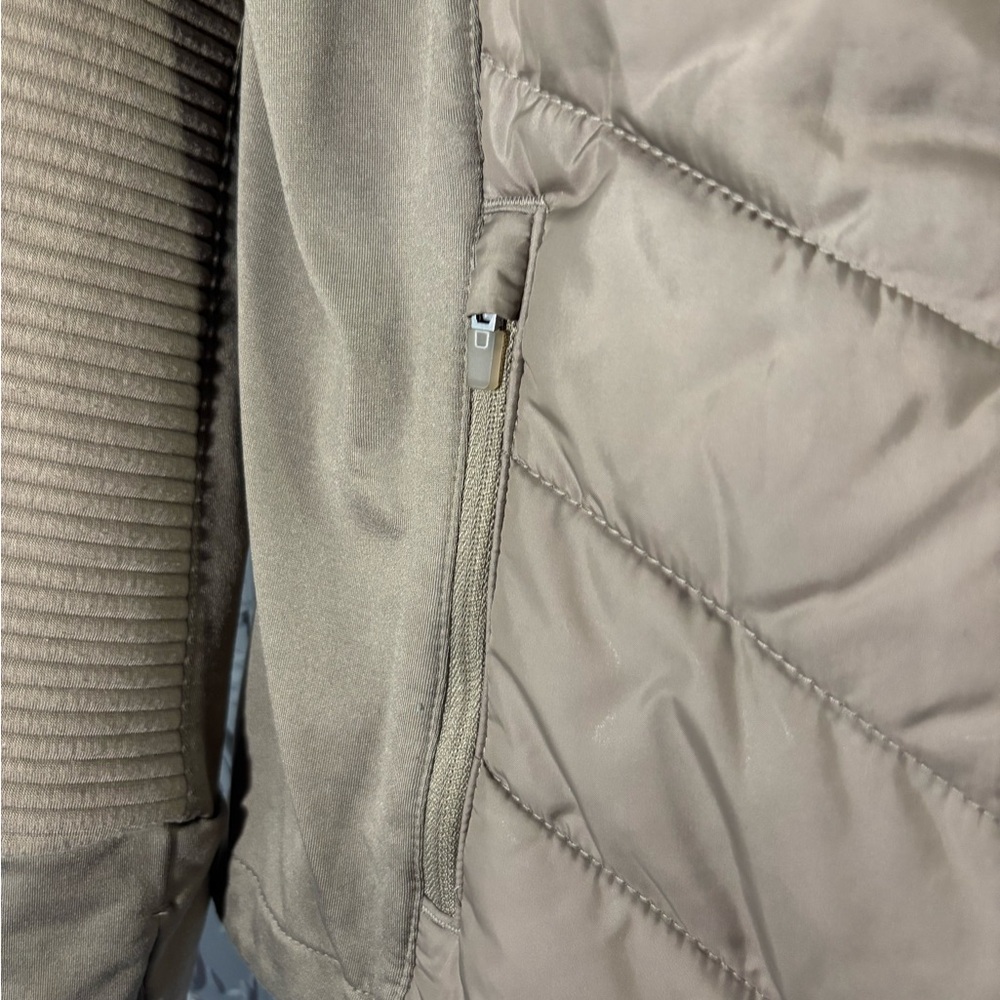 h&m puffer hooded lightweight outdoor jacket in dark beige, size small - Picture 4 of 10